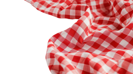 Red checkered tablecloth on transparent background