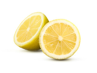 Halves of fresh lemon isolated on white