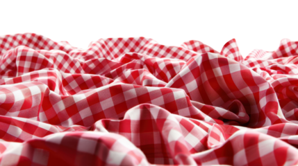 Red checkered tablecloth on transparent background