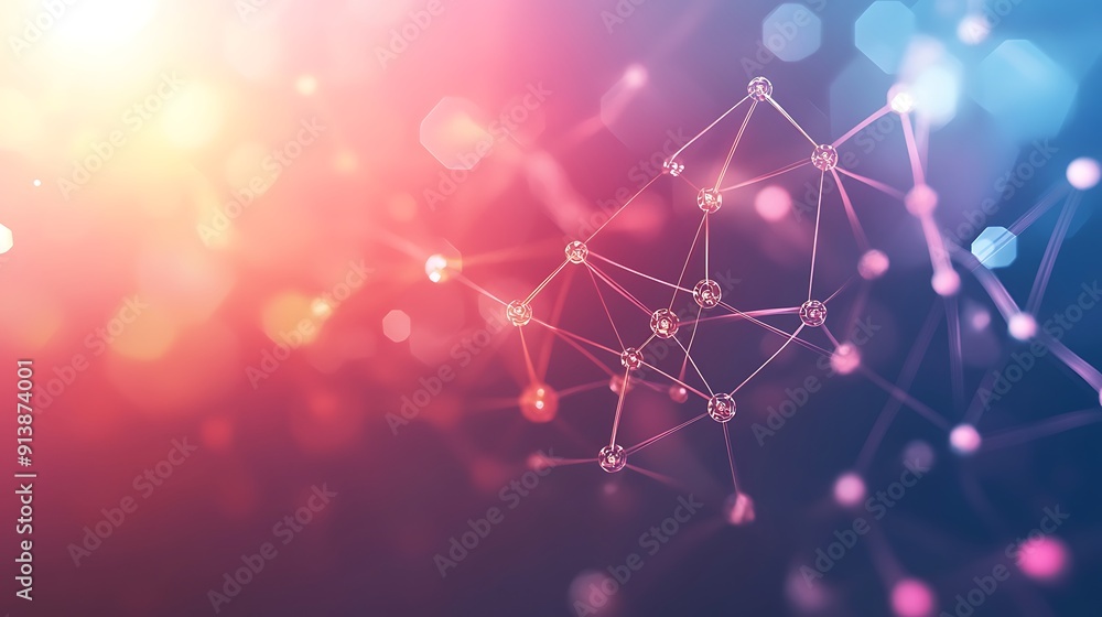 Poster abstract network connection with bokeh effect