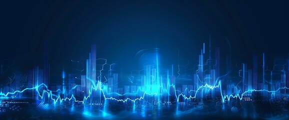 Abstract Cityscape with Digital Lines and Data Visualization