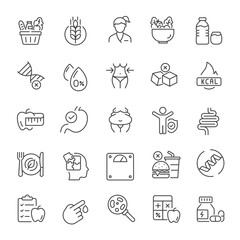 Nutrition thin line icons. Editable stroke. For website marketing design, logo, app, template, ui, etc. Vector illustration.