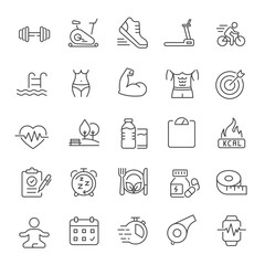 Fitness thin line icons. Editable stroke. For website marketing design, logo, app, template, ui, etc. Vector illustration.