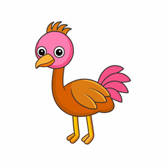 Ostrich Bird Icon Vector Illustration - Cartoon, Clipart, and Line Art Design