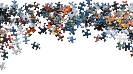 Puzzles separated on transparent background
