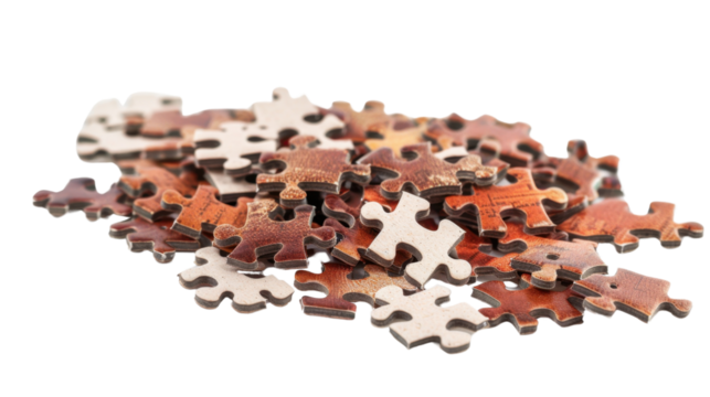 Puzzles separated on transparent background