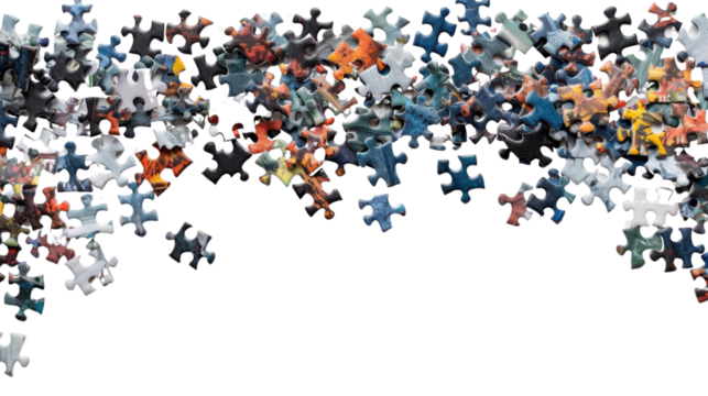 Puzzles separated on transparent background