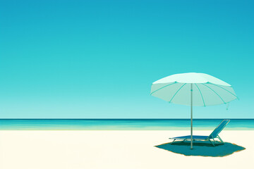 夏の海とビーチパラソル