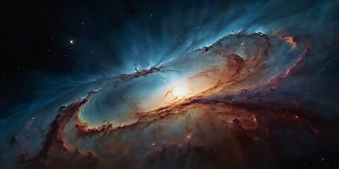 Naklejka premium Abstract background of endless space full of nebulas, supernovas and stars on a colorful design, astronomical illustration wallpaper