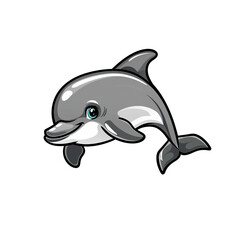 Obraz premium Cartoon Illustration of a Grey Dolphin with a White Stripe, generative ai image