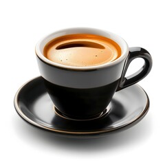 Steaming Espresso Cup Isolated on White Background Coffee Concept with Copy Space