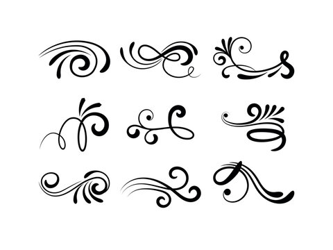 Hand drawn frames and banners. Classic calligraphy swirls, swashes, floral motifs. Good for greeting cards, wedding invitations, restaurant menu, royal certificates and graphic design.