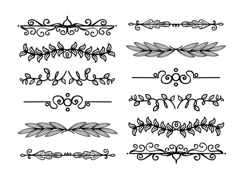 Hand drawn frames and banners. Classic calligraphy swirls, swashes, floral motifs. Good for greeting cards, wedding invitations, restaurant menu, royal certificates and graphic design.