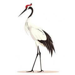 Obraz premium Crane Time element animal cartoon isolated whitebackground 16:9
