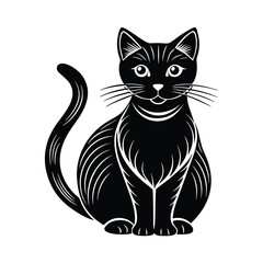 Cat with Flower Silhouette Vectorclip art, silhouette 