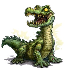 Fototapeta premium Crocodile zombie fantasy animal cartoon isolated whitebackground 16:9