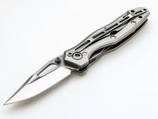 High-Quality Folding Knife With Sleek Design Showcasing Sharp Blade on White Background