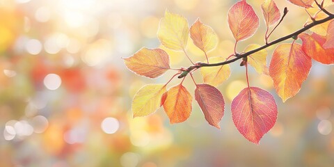 Obraz premium A leafy branch with a bright orange hue