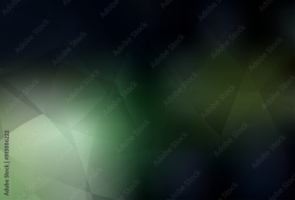 Poster dark green vector gradient triangles pattern.