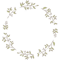 Leafy doodle frame design element