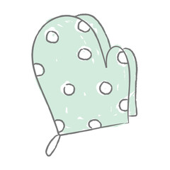 Polka-dot textile cooking gloves sticker design element