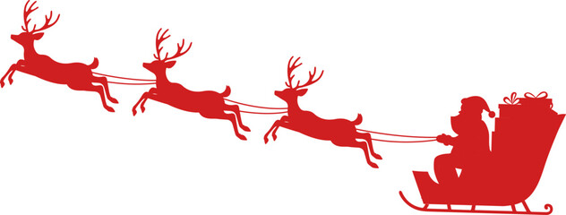 Santa claus sleigh reindeer red silhouette. Vector illustration © Galyna Fedorova
