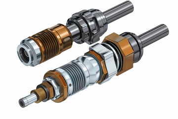 Detailed illustration of fuel injectors showcasing intricate designs and components for automotive engineering.