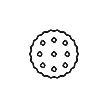 recommend clip art: Round cookie icon. Biscuit and cracker symbol. Outline vector illustration on white background. 