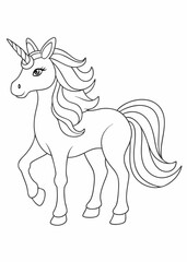 Coloring pages for kids, Unicorn vector illustration