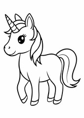 Coloring pages for kids, Unicorn vector illustration