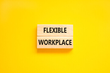 Flexible workplace symbol. Concept words Flexible workplace on beautiful wooden block. Beautiful...