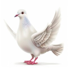 Fototapeta premium Dove Time element animal cartoon isolated whitebackground 16:9