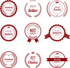 Vector illustration of premium high quality labels. Collection of vintage badges and seals. Perfect for luxury tags and stamps.