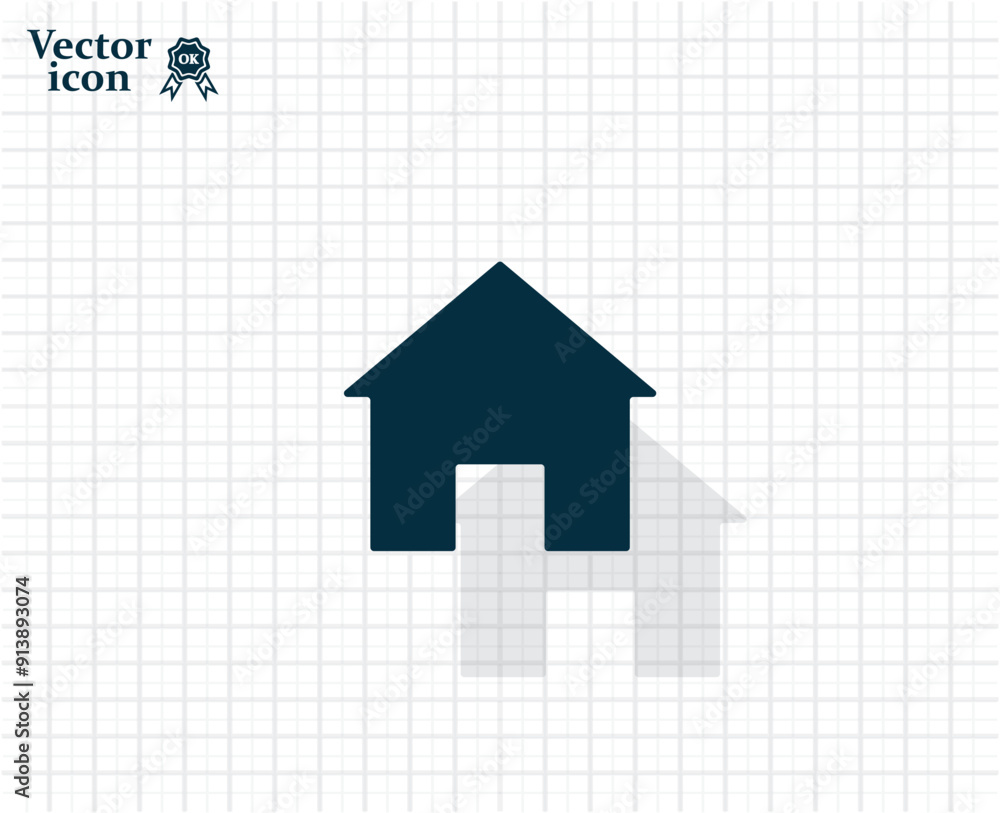 Poster dark colored vector icon with shadow on a light checkered background