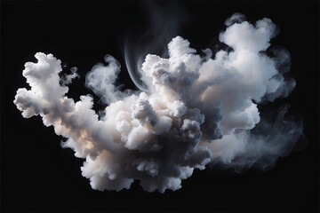 White Smoke Cloud On Black Background