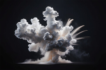 Dramatic Smoke Explosion with White Puffs