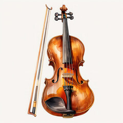 Fototapeta premium Watercolor Violin, clipart Illustration, Generative Ai