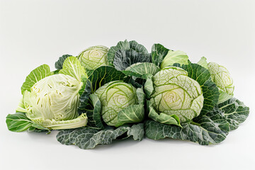 Obraz premium A group of Cabbage on White background. 