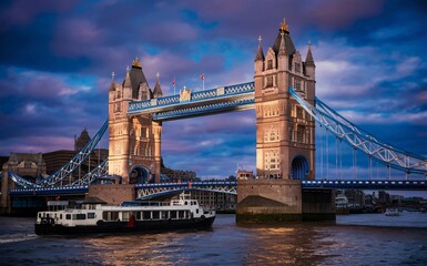 Tower Bridge opening for a boat England