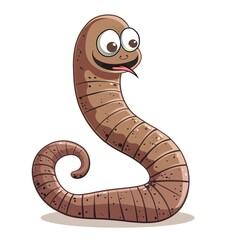 Fototapeta premium Earthworm Time element animal cartoon isolated whitebackground 16:9
