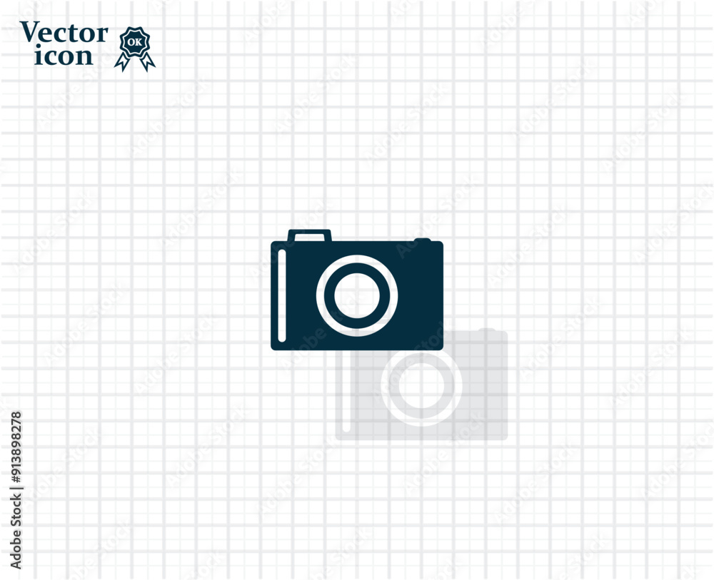 Poster Dark colored vector icon with shadow on a light checkered background