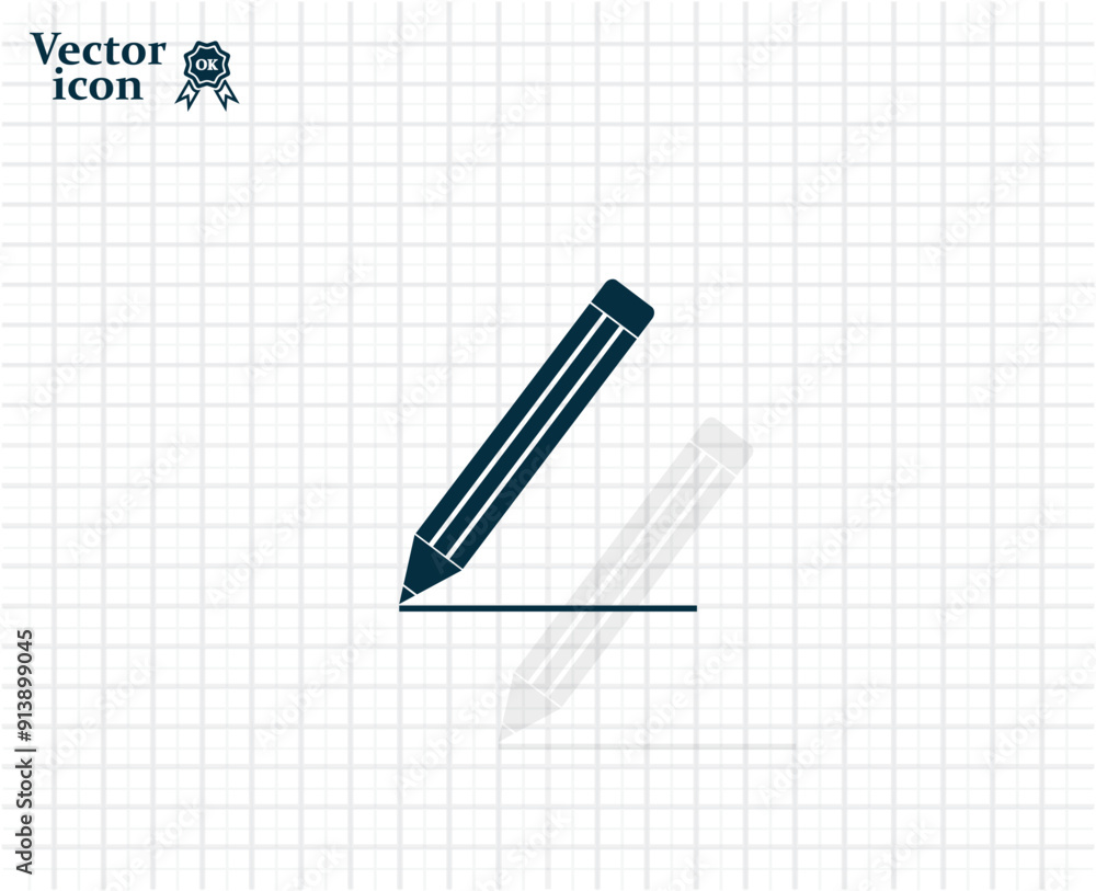 Poster dark colored vector icon with shadow on a light checkered background