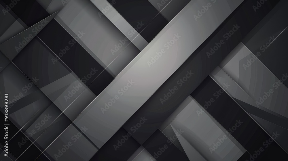 Poster an abstract vector background of intersecting geometric lines in black and gray shades, with a large