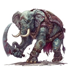 Obraz premium Elephant murderer fantasy animal cartoon isolated whitebackground 16:9