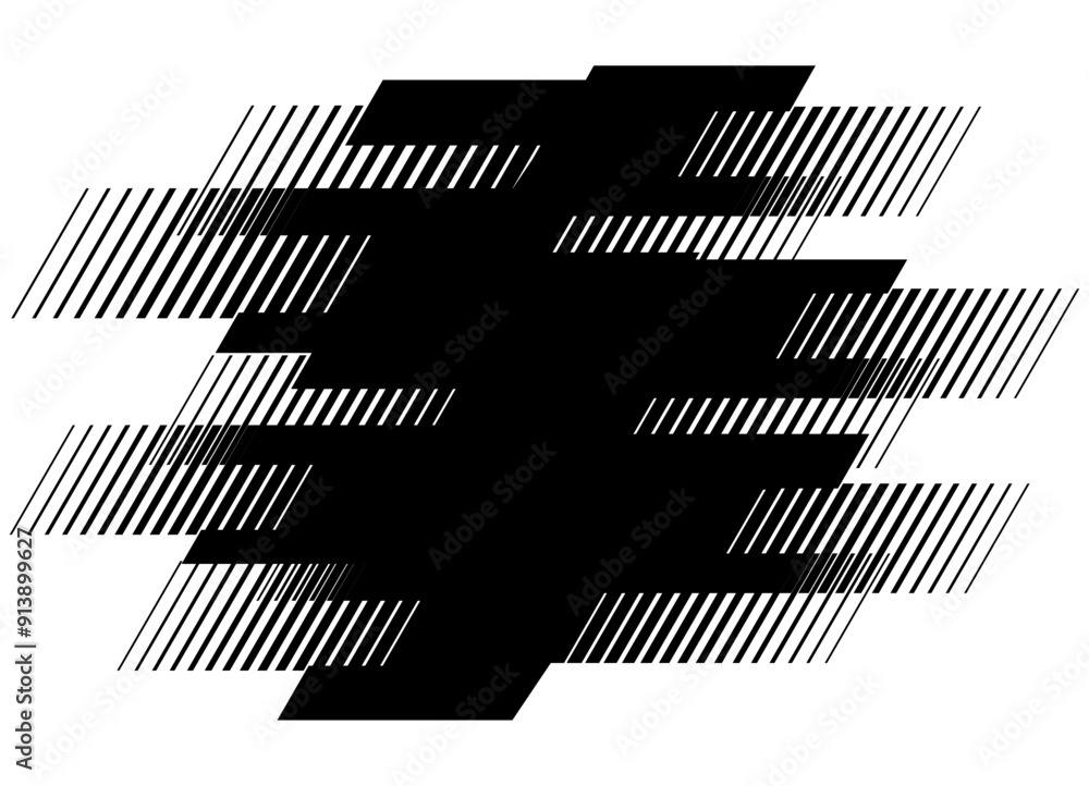 Poster vector modern black and white pattern. abstract striped vector background with broken lines. black o