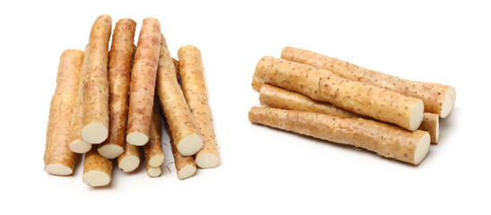 Chinese yam on white background 