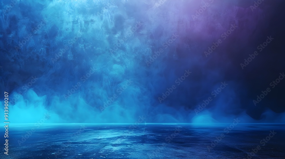Poster neon blue gradient background with soft glow for tech product display