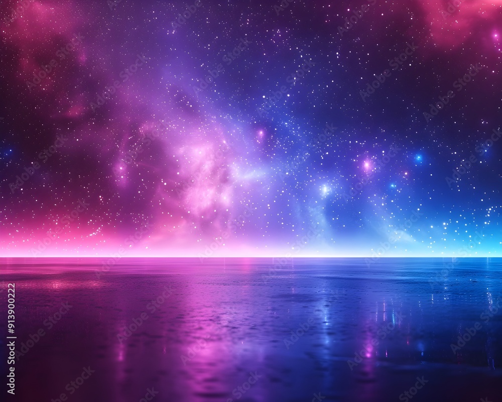 Poster vibrant neon gradient starry glow background for product concept display and copy space