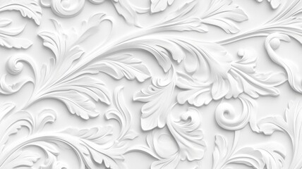 Seamless barocco scrollwork pattern venzel and whorl Royal vintage Victorian Gothic Rococo white background.