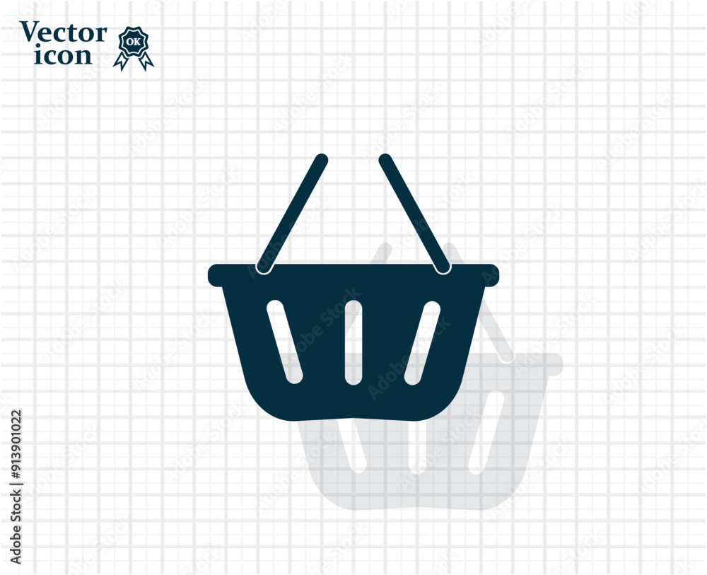 Poster dark colored vector icon with shadow on a light checkered background